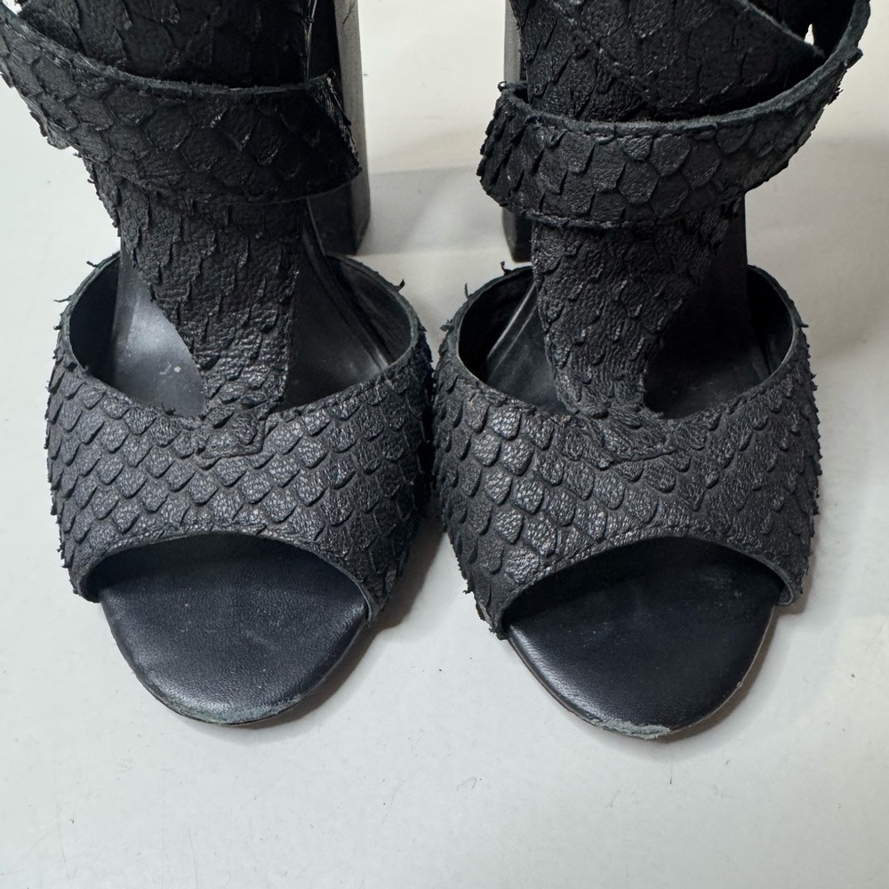 Ash Black Textured Women's Heels with Gold Buckle - Size 7 - Picture 13 of 17